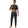image:imageWiWi Mens Pajama Sets Viscose from Bamboo Sleepwear Short Sleeve Top and Pants Pjs Sets with Pockets Drawstring SXXLAcharcoal Heather