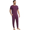 image:imageWiWi Mens Pajama Sets Viscose from Bamboo Sleepwear Short Sleeve Top and Pants Pjs Sets with Pockets Drawstring SXXLAmulberry