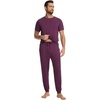 image:imageWiWi Mens Pajama Sets Viscose from Bamboo Sleepwear Short Sleeve Top and Pants Pjs Sets with Pockets Drawstring SXXLAmulberry