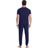 image:imageWiWi Mens Pajama Sets Viscose from Bamboo Sleepwear Short Sleeve Top and Pants Pjs Sets with Pockets Drawstring SXXLAnavy