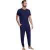 image:imageWiWi Mens Pajama Sets Viscose from Bamboo Sleepwear Short Sleeve Top and Pants Pjs Sets with Pockets Drawstring SXXLAnavy
