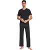 image:imageWiWi Mens Pajama Sets Viscose from Bamboo Sleepwear Short Sleeve Top and Pants Pjs Sets with Pockets Drawstring SXXLBblack