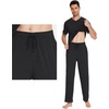 image:imageWiWi Mens Pajama Sets Viscose from Bamboo Sleepwear Short Sleeve Top and Pants Pjs Sets with Pockets Drawstring SXXLBblack