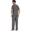 image:imageWiWi Mens Pajama Sets Viscose from Bamboo Sleepwear Short Sleeve Top and Pants Pjs Sets with Pockets Drawstring SXXLBdark Heather Grey