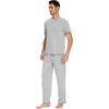 image:imageWiWi Mens Pajama Sets Viscose from Bamboo Sleepwear Short Sleeve Top and Pants Pjs Sets with Pockets Drawstring SXXLBlight Heather Grey