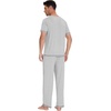 image:imageWiWi Mens Pajama Sets Viscose from Bamboo Sleepwear Short Sleeve Top and Pants Pjs Sets with Pockets Drawstring SXXLBlight Heather Grey