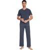 image:imageWiWi Mens Pajama Sets Viscose from Bamboo Sleepwear Short Sleeve Top and Pants Pjs Sets with Pockets Drawstring SXXLBmidnight Blue