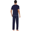 image:imageWiWi Mens Pajama Sets Viscose from Bamboo Sleepwear Short Sleeve Top and Pants Pjs Sets with Pockets Drawstring SXXLBnavy
