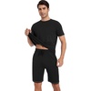 image:imageWiWi Mens Pajamas Set Short Sleeve Top and Shorts Pajama Lightweight Pjs Viscose made from Bamboo Loungewear SXXLBlack
