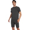image:imageWiWi Mens Pajamas Set Short Sleeve Top and Shorts Pajama Lightweight Pjs Viscose made from Bamboo Loungewear SXXLCharcoal Heather