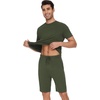 image:imageWiWi Mens Pajamas Set Short Sleeve Top and Shorts Pajama Lightweight Pjs Viscose made from Bamboo Loungewear SXXLDark Fence Green