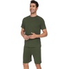 image:imageWiWi Mens Pajamas Set Short Sleeve Top and Shorts Pajama Lightweight Pjs Viscose made from Bamboo Loungewear SXXLDark Fence Green