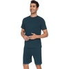 image:imageWiWi Mens Pajamas Set Short Sleeve Top and Shorts Pajama Lightweight Pjs Viscose made from Bamboo Loungewear SXXLDeep Teal