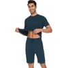 image:imageWiWi Mens Pajamas Set Short Sleeve Top and Shorts Pajama Lightweight Pjs Viscose made from Bamboo Loungewear SXXLDeep Teal