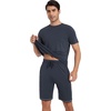 image:imageWiWi Mens Pajamas Set Short Sleeve Top and Shorts Pajama Lightweight Pjs Viscose made from Bamboo Loungewear SXXLMidnight Blue