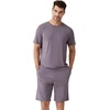 image:imageWiWi Mens Pajamas Set Short Sleeve Top and Shorts Pajama Lightweight Pjs Viscose made from Bamboo Loungewear SXXLMisty Grey