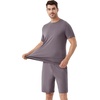 image:imageWiWi Mens Pajamas Set Short Sleeve Top and Shorts Pajama Lightweight Pjs Viscose made from Bamboo Loungewear SXXLMisty Grey