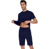 image:imageWiWi Mens Pajamas Set Short Sleeve Top and Shorts Pajama Lightweight Pjs Viscose made from Bamboo Loungewear SXXLNavy