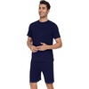 image:imageWiWi Mens Pajamas Set Short Sleeve Top and Shorts Pajama Lightweight Pjs Viscose made from Bamboo Loungewear SXXLNavy