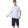 image:imageWiWi Mens Pajamas Set Short Sleeve Top and Shorts Pajama Lightweight Pjs Viscose made from Bamboo Loungewear SXXLSkiing on Navy