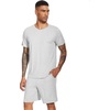 image:imageWiWi Mens Pajamas Set Soft Short Sleeve Pj Sleepwear Top and Shorts Pajama Sets LoungewearViscose from Bamboo S3XAash Grey