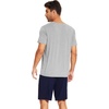 image:imageWiWi Mens Pajamas Set Soft Short Sleeve Pj Sleepwear Top and Shorts Pajama Sets LoungewearViscose from Bamboo S3XAheather Grey  Navy