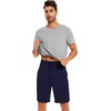 image:imageWiWi Mens Pajamas Set Soft Short Sleeve Pj Sleepwear Top and Shorts Pajama Sets LoungewearViscose from Bamboo S3XAheather Grey  Navy