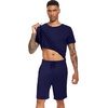 image:imageWiWi Mens Pajamas Set Soft Short Sleeve Pj Sleepwear Top and Shorts Pajama Sets LoungewearViscose from Bamboo S3XAnavy