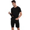 image:imageWiWi Mens Pajamas Set Soft Short Sleeve Pj Sleepwear Top and Shorts Pajama Sets LoungewearViscose from Bamboo S3XBblack