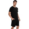 image:imageWiWi Mens Pajamas Set Soft Short Sleeve Pj Sleepwear Top and Shorts Pajama Sets LoungewearViscose from Bamboo S3XBblack