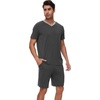 image:imageWiWi Mens Pajamas Set Soft Short Sleeve Pj Sleepwear Top and Shorts Pajama Sets LoungewearViscose from Bamboo S3XBcharcoal Heather