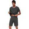 image:imageWiWi Mens Pajamas Set Soft Short Sleeve Pj Sleepwear Top and Shorts Pajama Sets LoungewearViscose from Bamboo S3XBcharcoal Heather