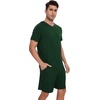 image:imageWiWi Mens Pajamas Set Soft Short Sleeve Pj Sleepwear Top and Shorts Pajama Sets LoungewearViscose from Bamboo S3XBdeep Green