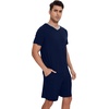 image:imageWiWi Mens Pajamas Set Soft Short Sleeve Pj Sleepwear Top and Shorts Pajama Sets LoungewearViscose from Bamboo S3XBnavy