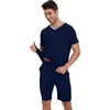 image:imageWiWi Mens Pajamas Set Soft Short Sleeve Pj Sleepwear Top and Shorts Pajama Sets LoungewearViscose from Bamboo S3XBnavy