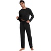 image:imageWiWi Mens Pajamas Set Viscose from Bamboo Long Sleeve Sleepwear Knit Nightwear 2 Pieces Loungewear Sets with Pants SXXLBblack