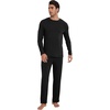 image:imageWiWi Mens Pajamas Set Viscose from Bamboo Long Sleeve Sleepwear Knit Nightwear 2 Pieces Loungewear Sets with Pants SXXLBblack