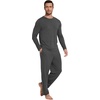 image:imageWiWi Mens Pajamas Set Viscose from Bamboo Long Sleeve Sleepwear Knit Nightwear 2 Pieces Loungewear Sets with Pants SXXLBcharcoal Heather