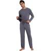 image:imageWiWi Mens Pajamas Set Viscose from Bamboo Long Sleeve Sleepwear Knit Nightwear 2 Pieces Loungewear Sets with Pants SXXLBdark Grey