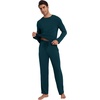 image:imageWiWi Mens Pajamas Set Viscose from Bamboo Long Sleeve Sleepwear Knit Nightwear 2 Pieces Loungewear Sets with Pants SXXLBdeep Teal