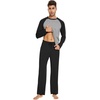 image:imageWiWi Mens Pajamas Set Viscose from Bamboo Long Sleeve Sleepwear Knit Nightwear 2 Pieces Loungewear Sets with Pants SXXLBlack
