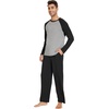 image:imageWiWi Mens Pajamas Set Viscose from Bamboo Long Sleeve Sleepwear Knit Nightwear 2 Pieces Loungewear Sets with Pants SXXLBlack