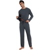 image:imageWiWi Mens Pajamas Set Viscose from Bamboo Long Sleeve Sleepwear Knit Nightwear 2 Pieces Loungewear Sets with Pants SXXLBmidnight Blue