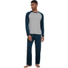 image:imageWiWi Mens Pajamas Set Viscose from Bamboo Long Sleeve Sleepwear Knit Nightwear 2 Pieces Loungewear Sets with Pants SXXLDark Bluish Green