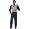 image:imageWiWi Mens Pajamas Set Viscose from Bamboo Long Sleeve Sleepwear Knit Nightwear 2 Pieces Loungewear Sets with Pants SXXLDark Bluish Green