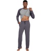 image:imageWiWi Mens Pajamas Set Viscose from Bamboo Long Sleeve Sleepwear Knit Nightwear 2 Pieces Loungewear Sets with Pants SXXLDark Grey