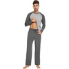 image:imageWiWi Mens Pajamas Set Viscose from Bamboo Long Sleeve Sleepwear Knit Nightwear 2 Pieces Loungewear Sets with Pants SXXLDark Heather Grey
