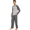 image:imageWiWi Mens Pajamas Set Viscose from Bamboo Long Sleeve Sleepwear Knit Nightwear 2 Pieces Loungewear Sets with Pants SXXLDark Heather Grey