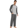 image:imageWiWi Mens Pajamas Set Viscose from Bamboo Long Sleeve Sleepwear Knit Nightwear 2 Pieces Loungewear Sets with Pants SXXLDark Heather Grey