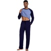 image:imageWiWi Mens Pajamas Set Viscose from Bamboo Long Sleeve Sleepwear Knit Nightwear 2 Pieces Loungewear Sets with Pants SXXLNavy